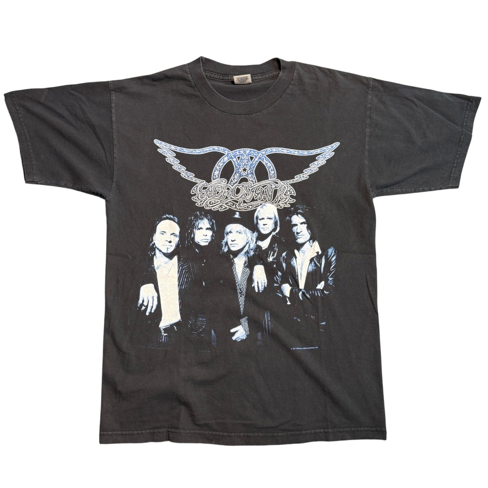 Vintage Aerosmith Nine Lives World Tour 1997 T-Shirt Black AAA Large